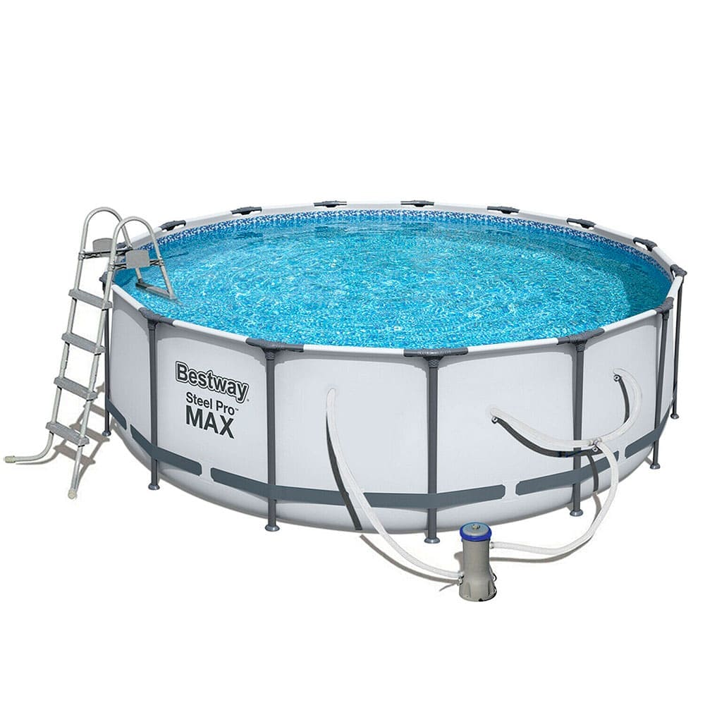Alberca Estructural Redonda, Bestway de 457 x 107 cm, incluye bomba, cubierta y escalera