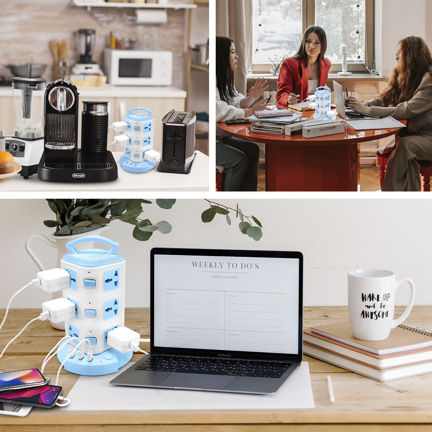 Multicontacto Torre 12 Contactos 3 Entradas Usb Universal