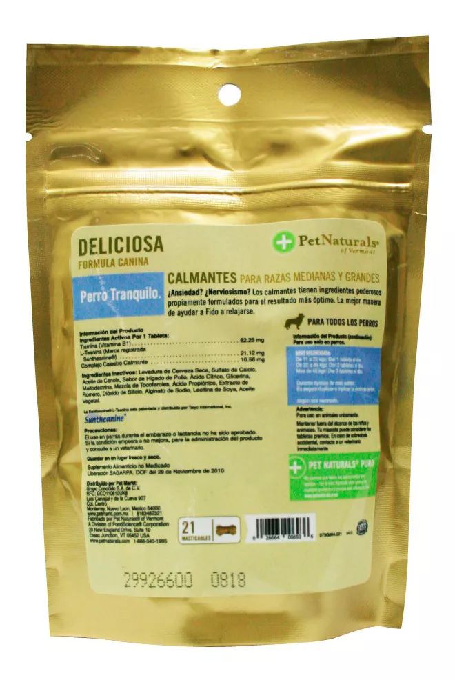 Calmante P/ Perros Medianos Y Grandes Pet Naturals