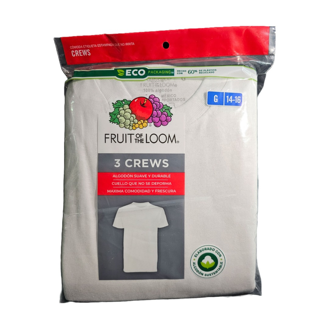 Playera Niño Blanca 3 Pack Modelo 525BM Fruit Of The Loom