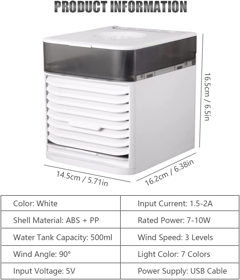 Aire acondicionado portátil – 4 en 1 ventilador enfriador de cristal de  hielo, crea tu zona de enfriamiento personal aire acondicionado portátil –