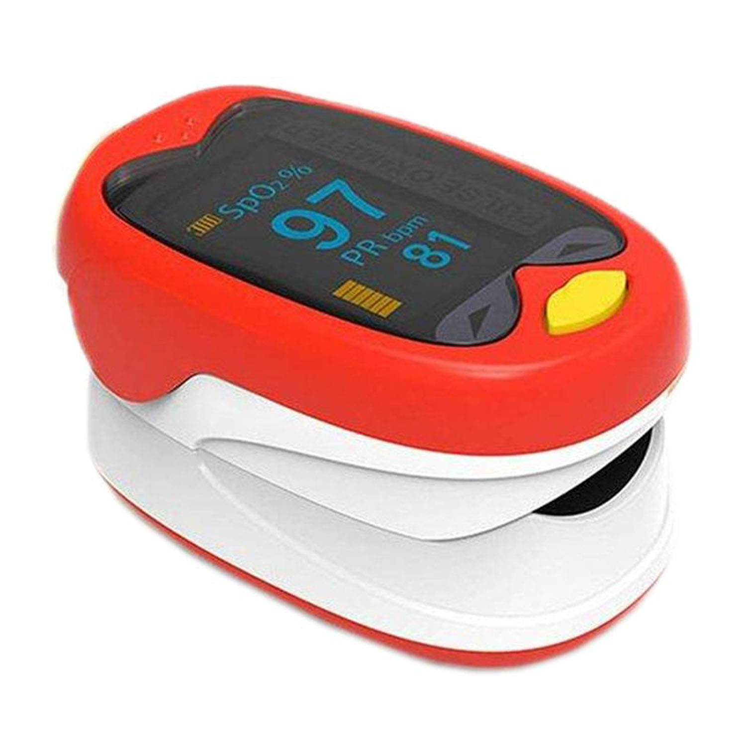 Oxímetros recargables MXOXK-001-27 1Pza Rojo Rango de Medición 70porciento -99porciento Spo2 30 240BPM mas menos 2BPM o mas menos 2porciento PR, OxiKid