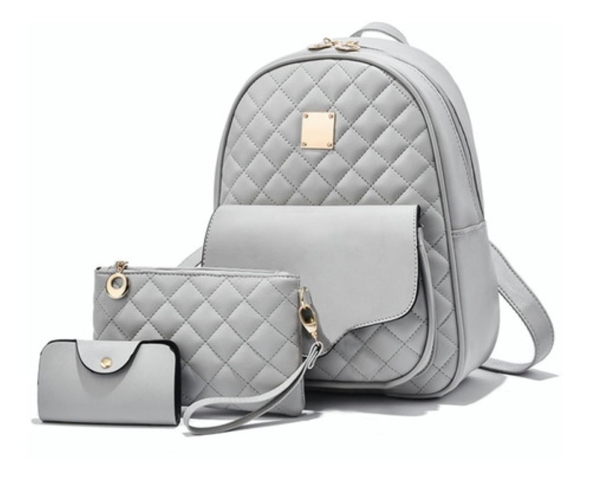 3 Mochilas Casual Para Dama  Color Gris