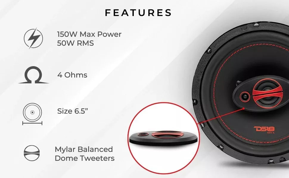 Paquete De 4 Bocinas Para Puerta Ds18 Coaxiales Gen-x6.5