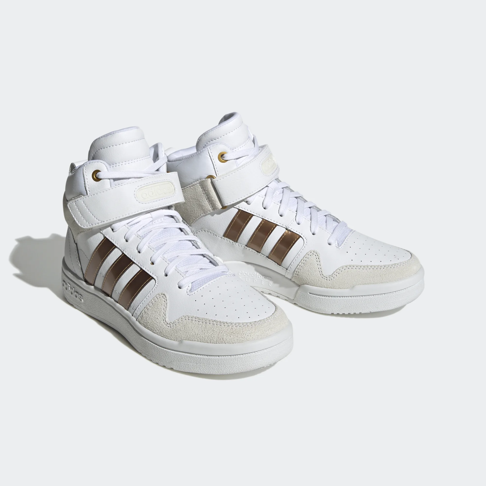 Tenis Bota Adidas Postmove Mid Blanco Bronce de Dama Original