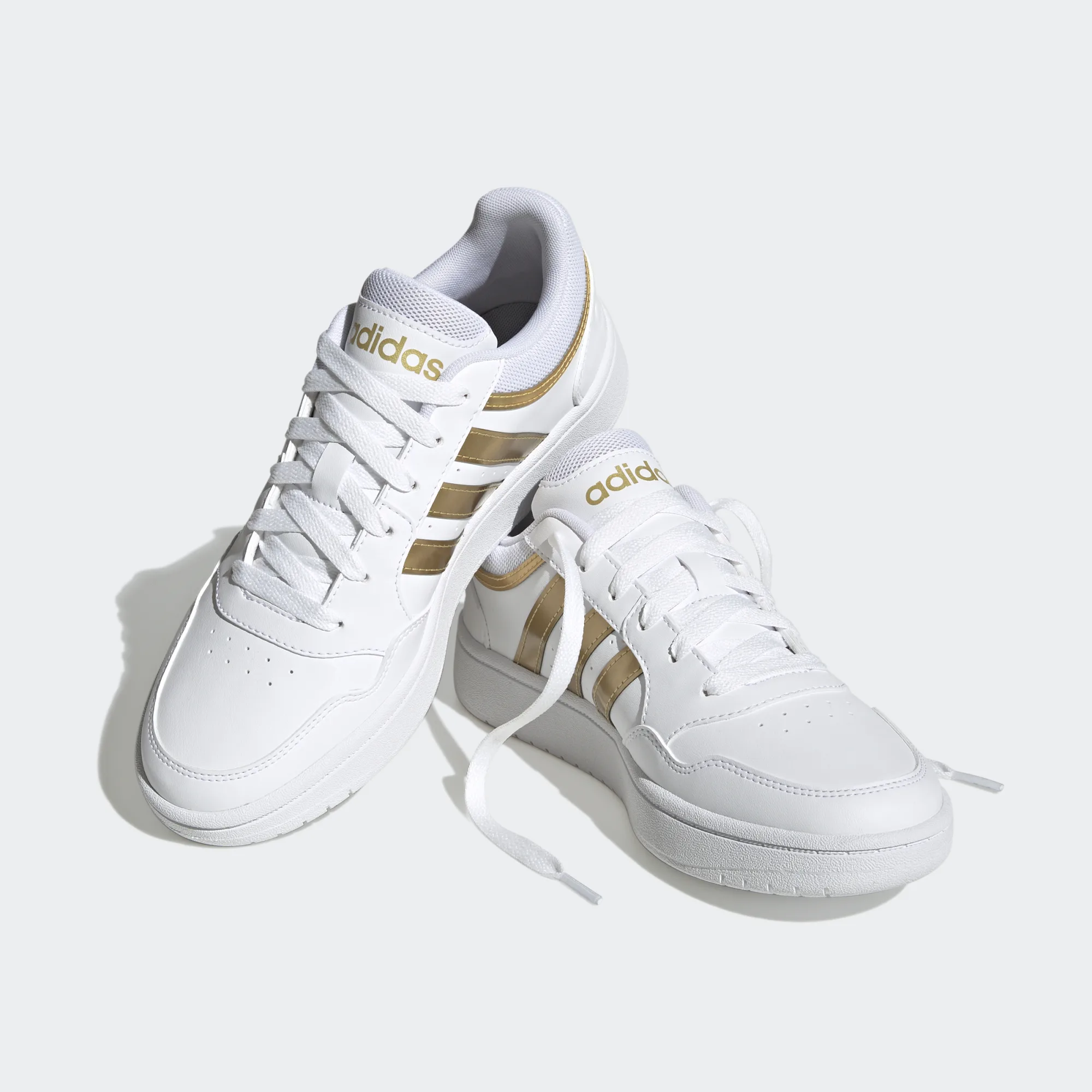 Tenis Adidas Hoops Blanco Dorado de Dama Original