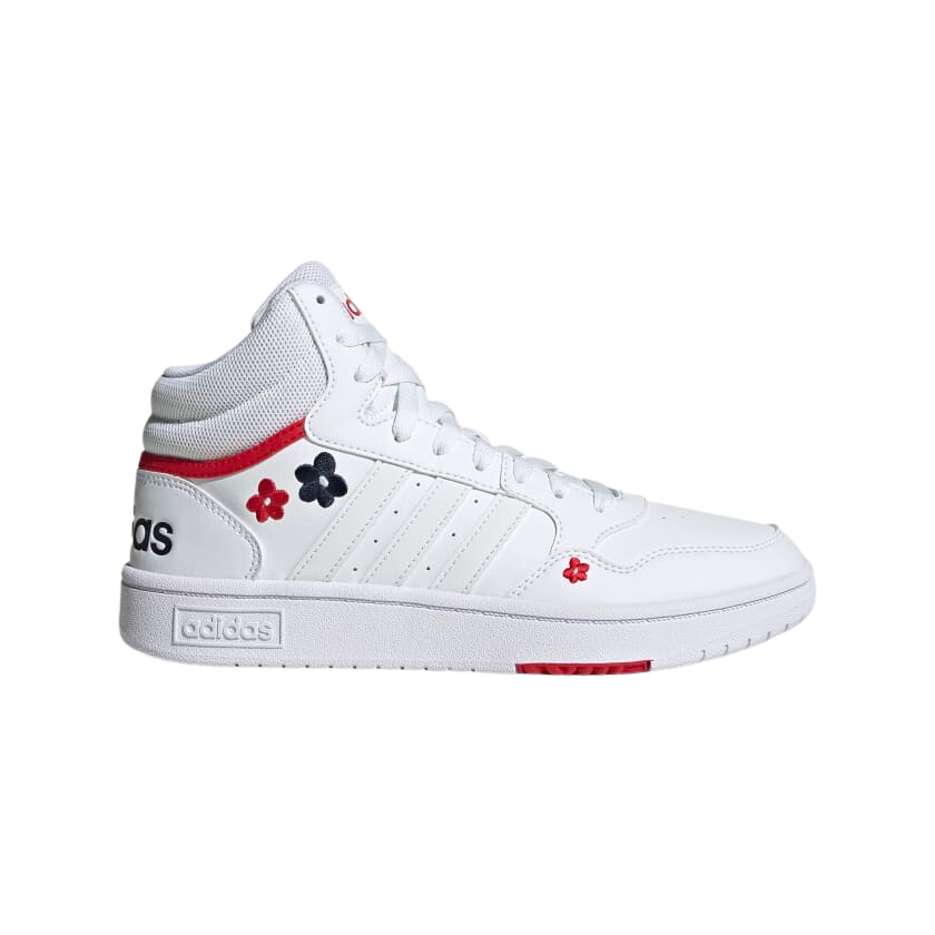 Tenis Bota Adidas Hoops Mid Blanco Flores de Dama