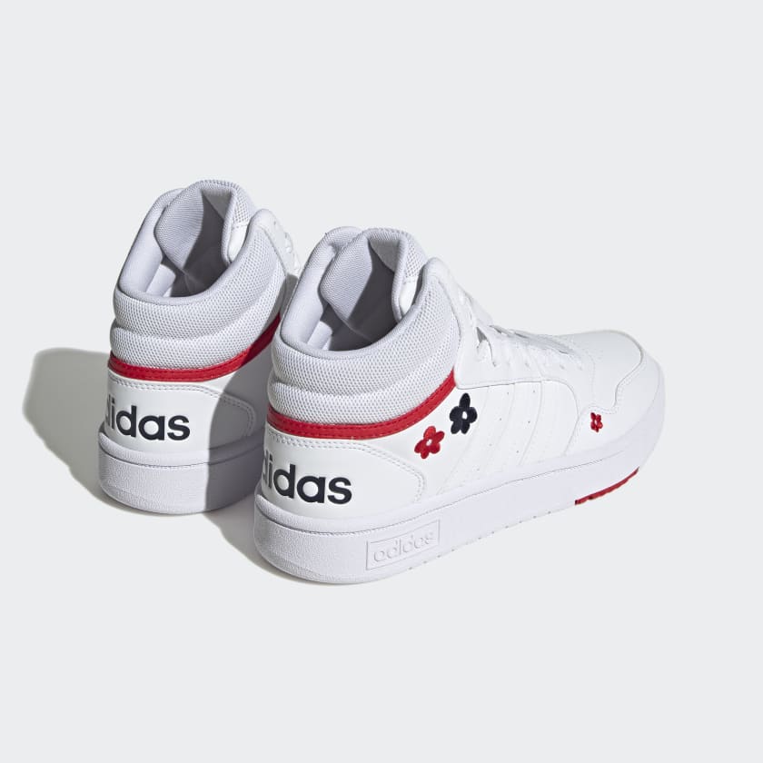 Tenis Bota Adidas Hoops Mid Blanco Flores de Dama
