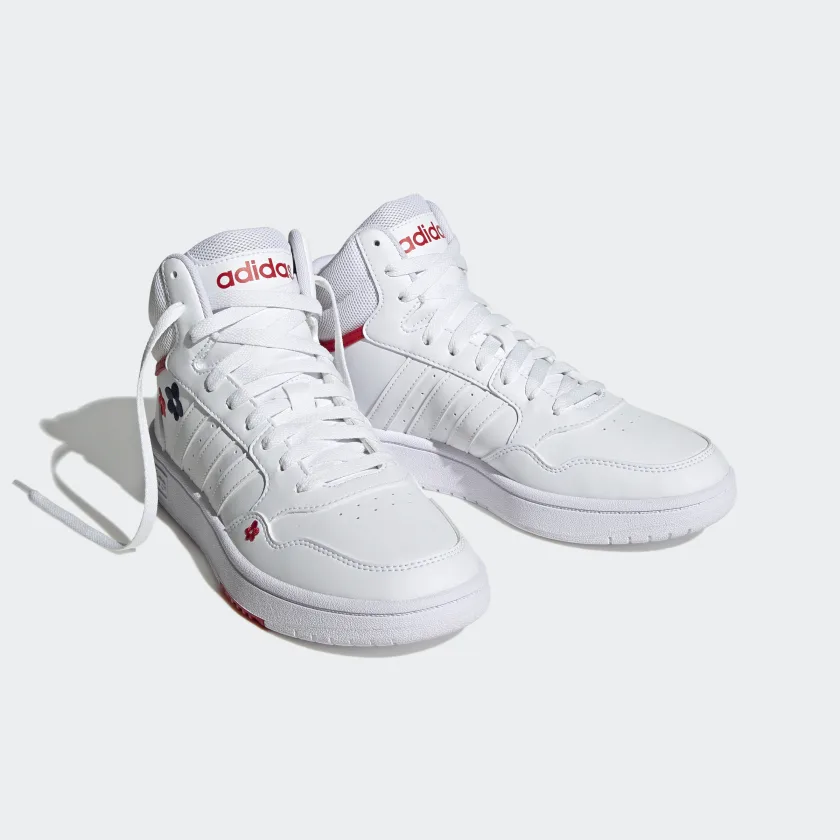 Tenis Bota Adidas Hoops Mid Blanco Flores de Dama