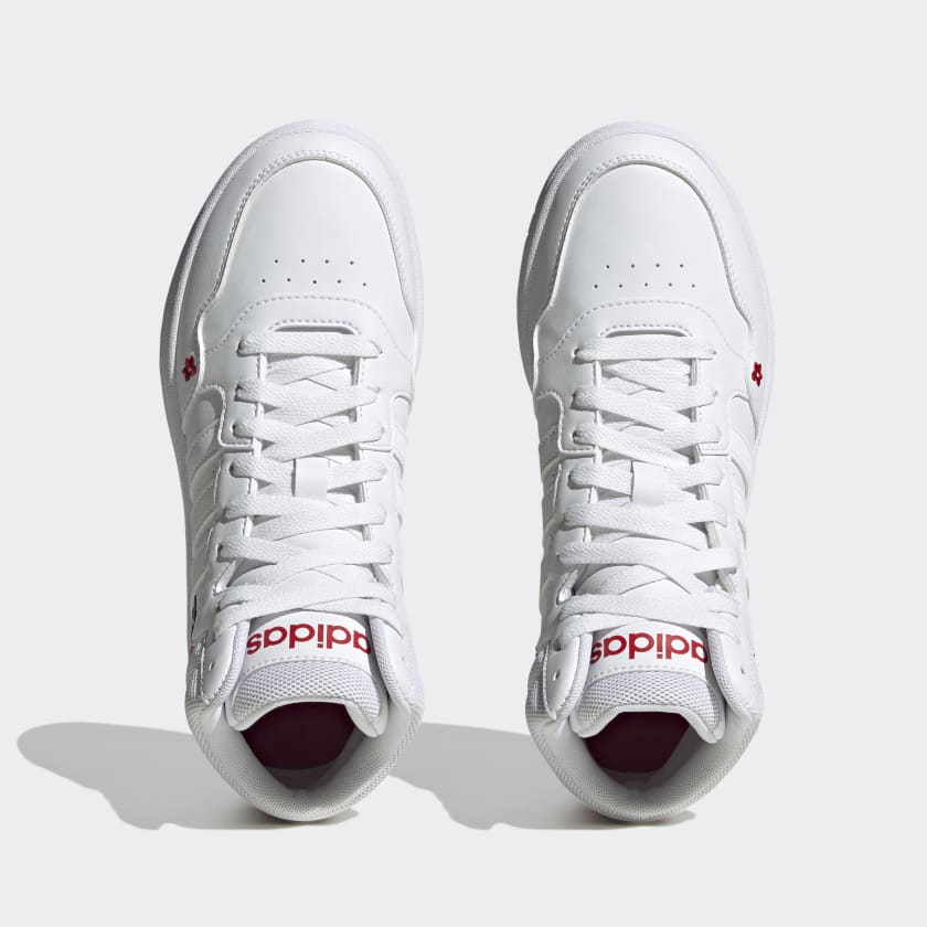 Tenis Bota Adidas Hoops Mid Blanco Flores de Dama