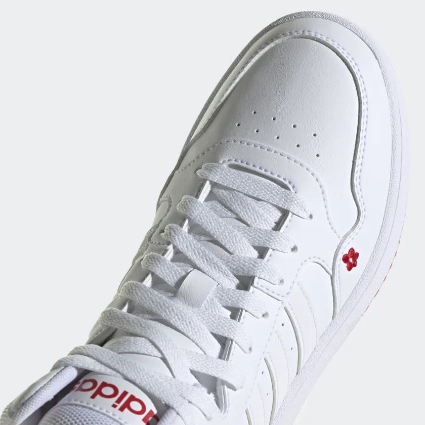 Tenis Bota Adidas Hoops Mid Blanco Flores de Dama