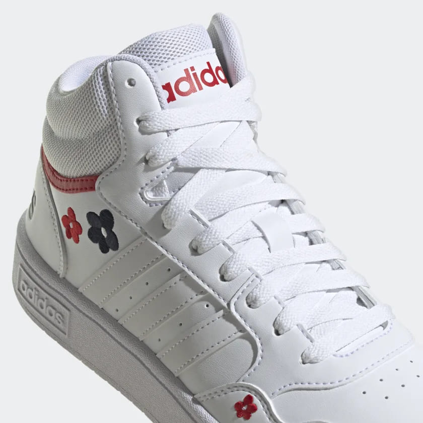 Tenis Bota Adidas Hoops Mid Blanco Flores de Dama