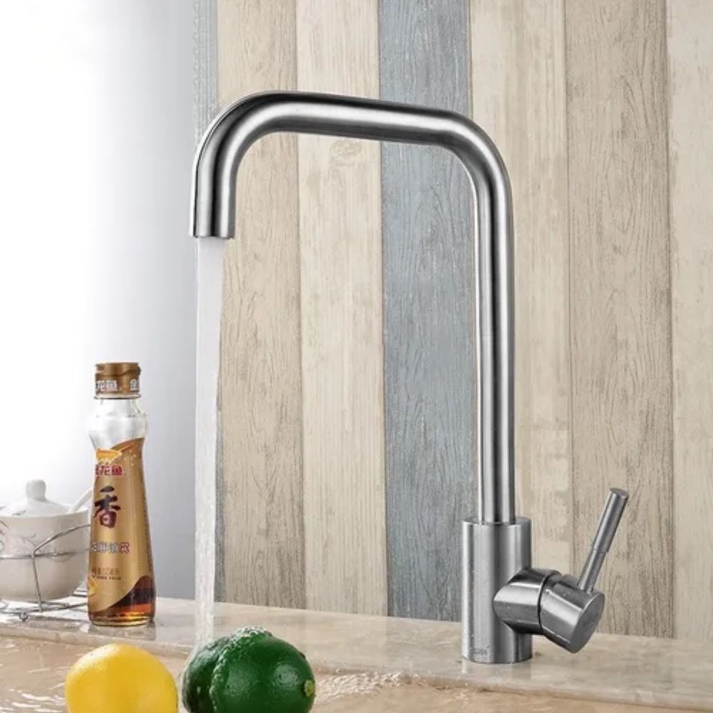 Llave Mezcladora Monomando Cuadrada P Lavabo Acero Inox 