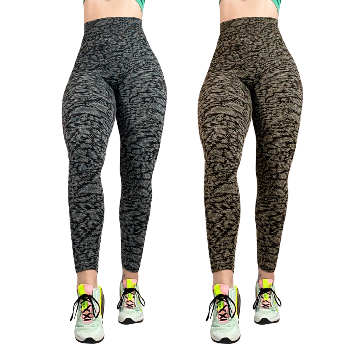 Pack de 2 Mallones de Mujer Ligeros Lycra Stretch Leggins Mujer Licra Gym Casual Malla Talle Alto LIC-044
