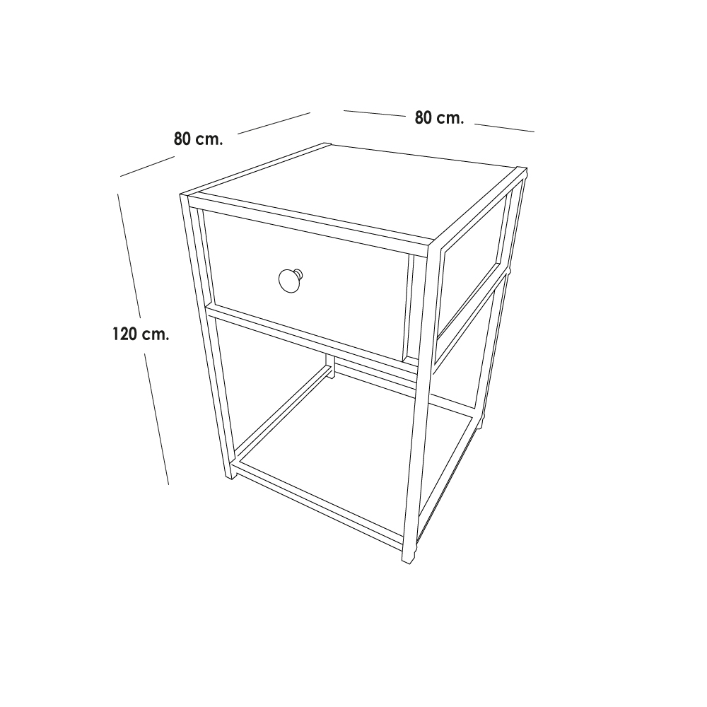 Mesita de noche minimalista, buro de 1 cajon estilo industrial