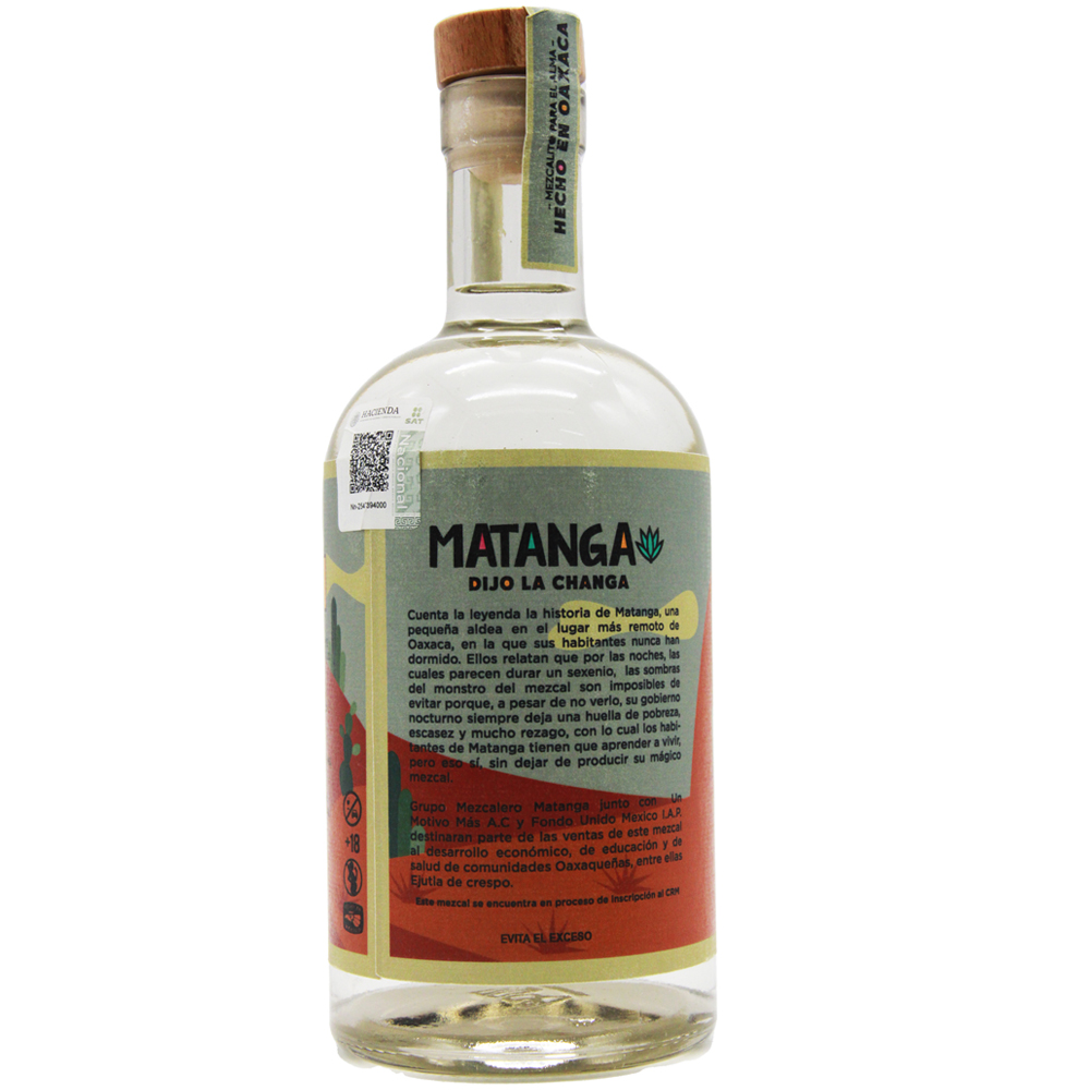 Mezcal Matanga 100 % agave 750 ml