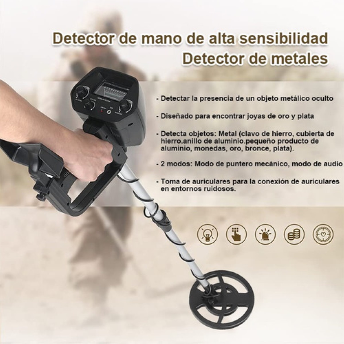 Detector Metales Subterraneos Alta Precisión Encuentra Oro Negro