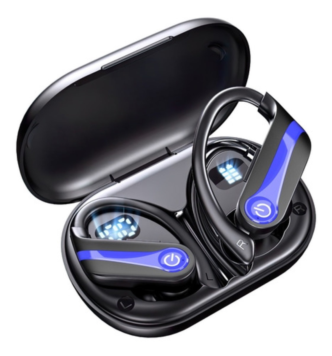 Auriculares inalámbricos Bluetooth 5.3, auriculares de 40 horas de  reproducción con doble micrófono HD, auriculares Bluetooth deportivos con  pantalla