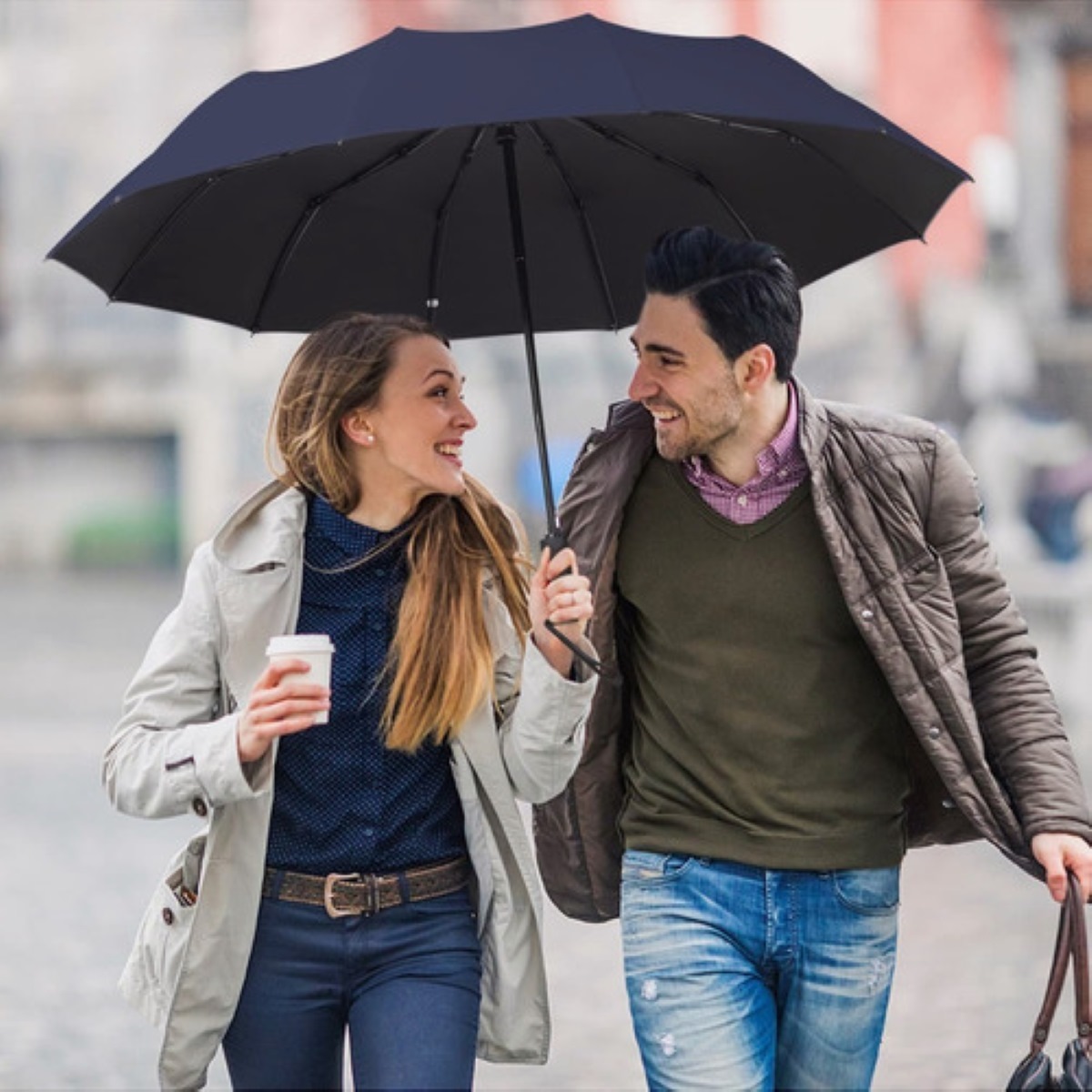 Paraguas Sombrilla 12 Varillas Automatico Azul Marino