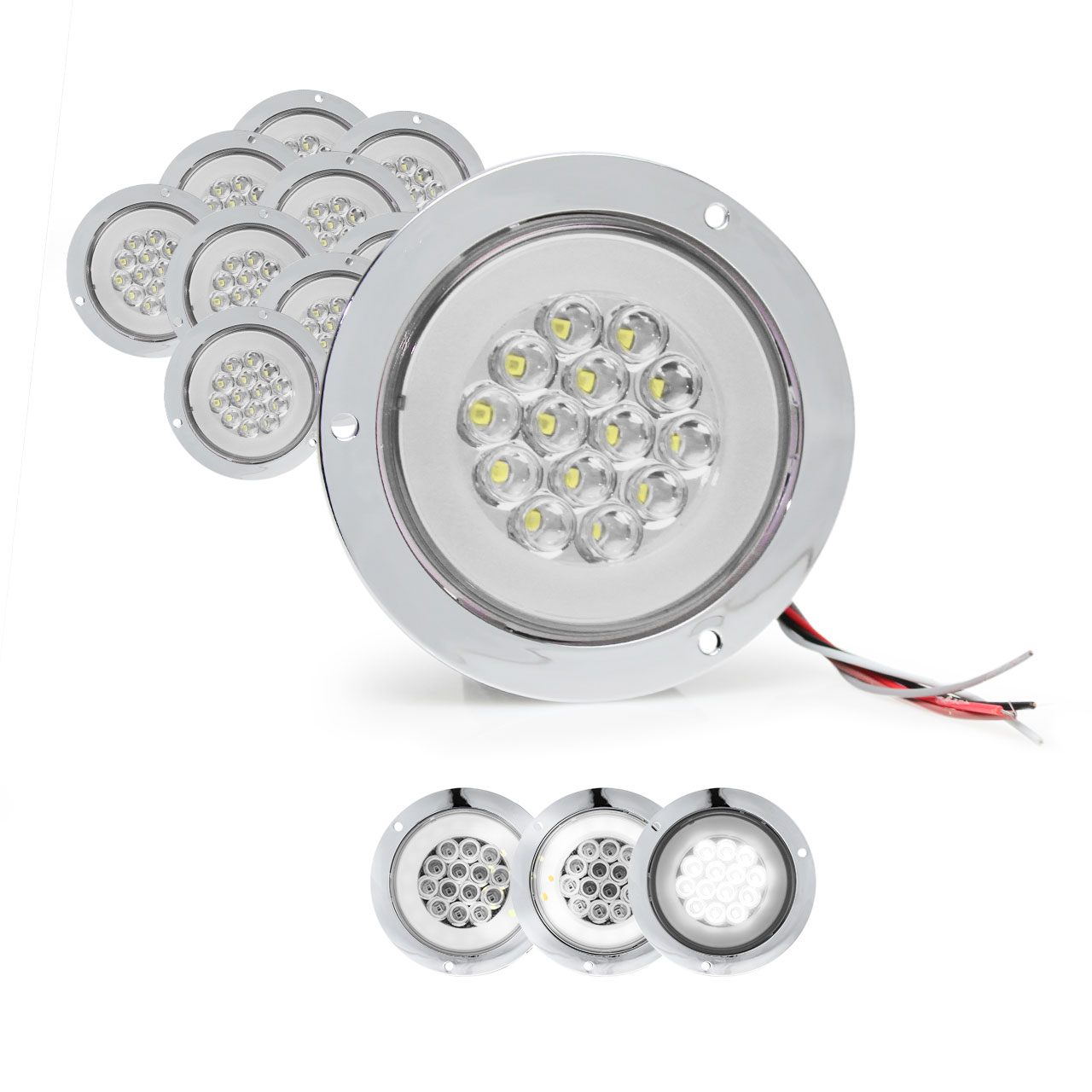 10 Plafon 14 Led Redondo Aro Plasma Gel 4 Funciones 12-24v