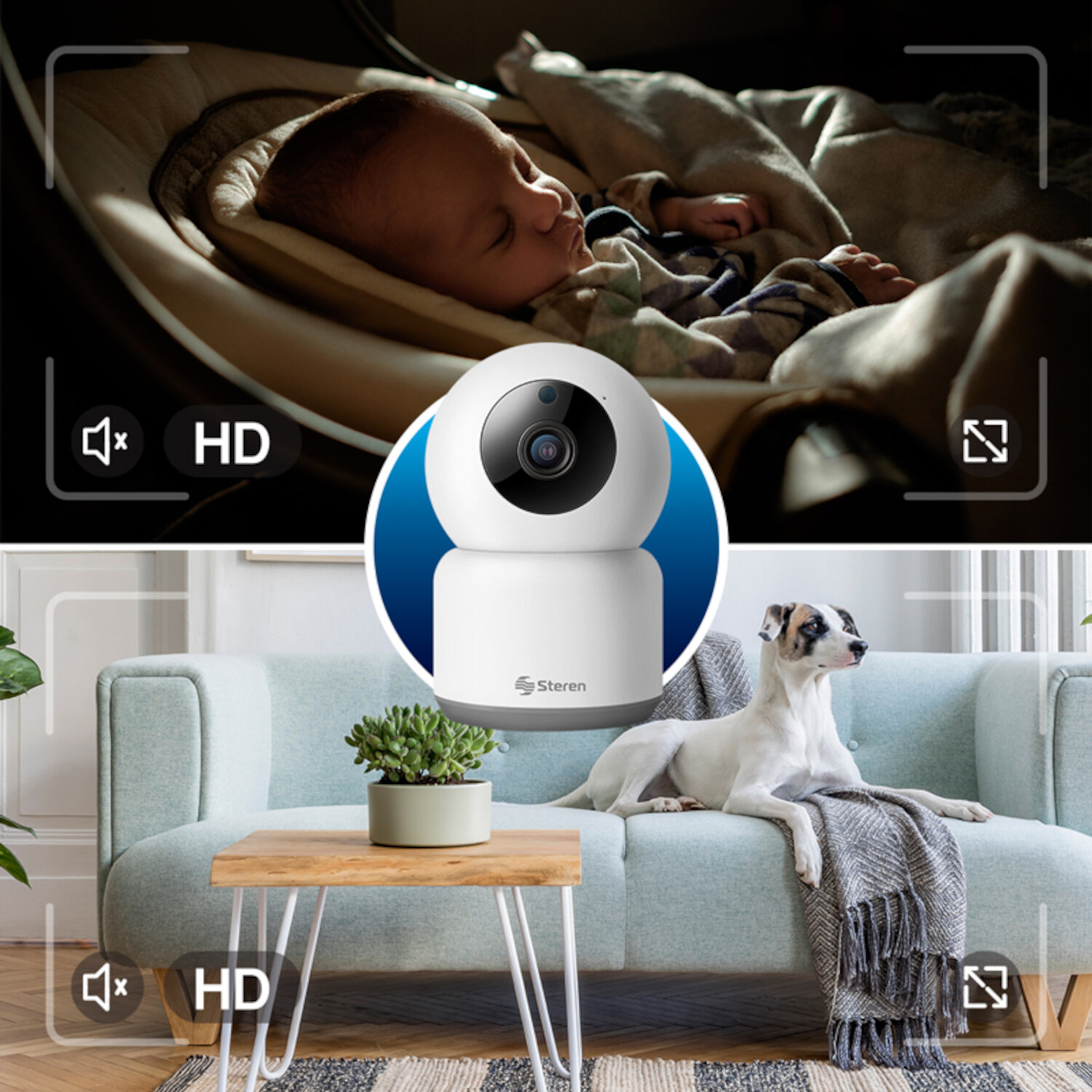 Steren CCTV-218 Cámara de seguridad Wi-Fi HD robotizada, visión nocturna, audio bidireccional 