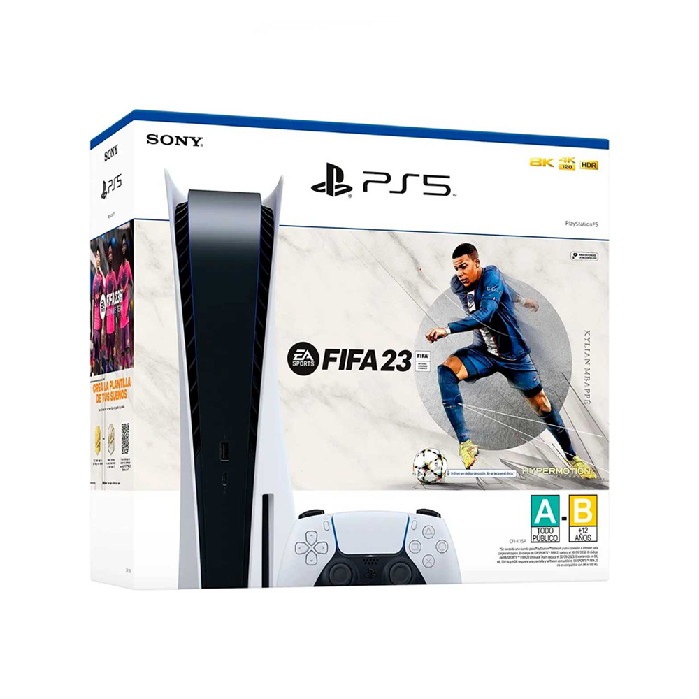 Sony PlayStation 5 825GB FIFA 23 Bundle color blanco y negro