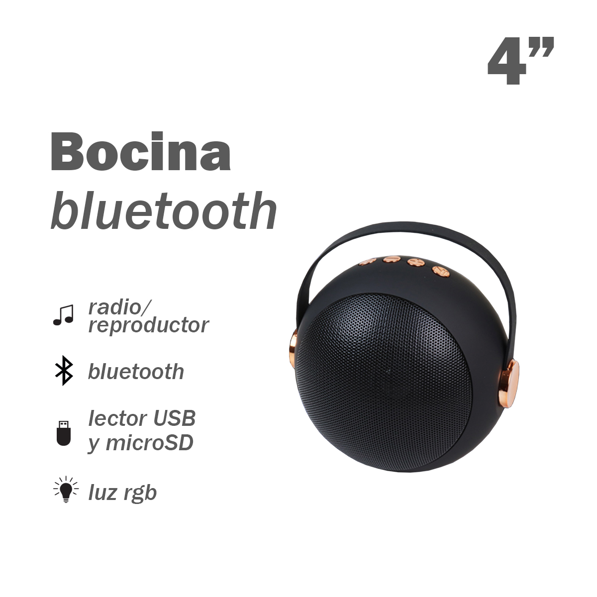 Bocina Portátil de 4" con Bluetooth Link Bits T0
