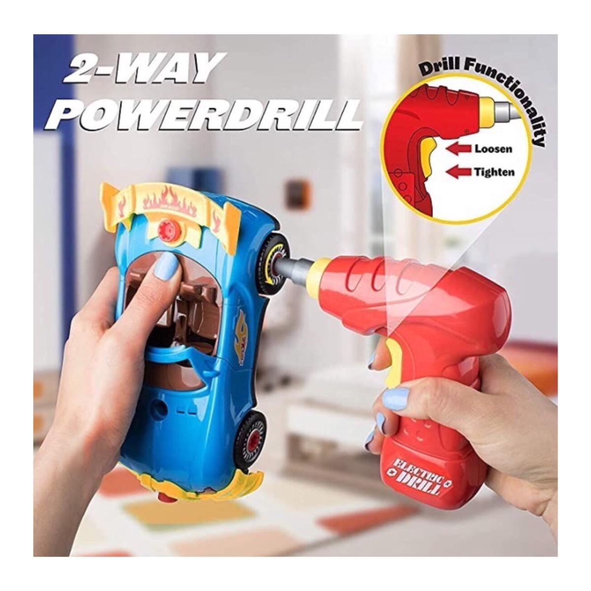 Carro desmontable con taladro eléctrico luz y sonido 2en1