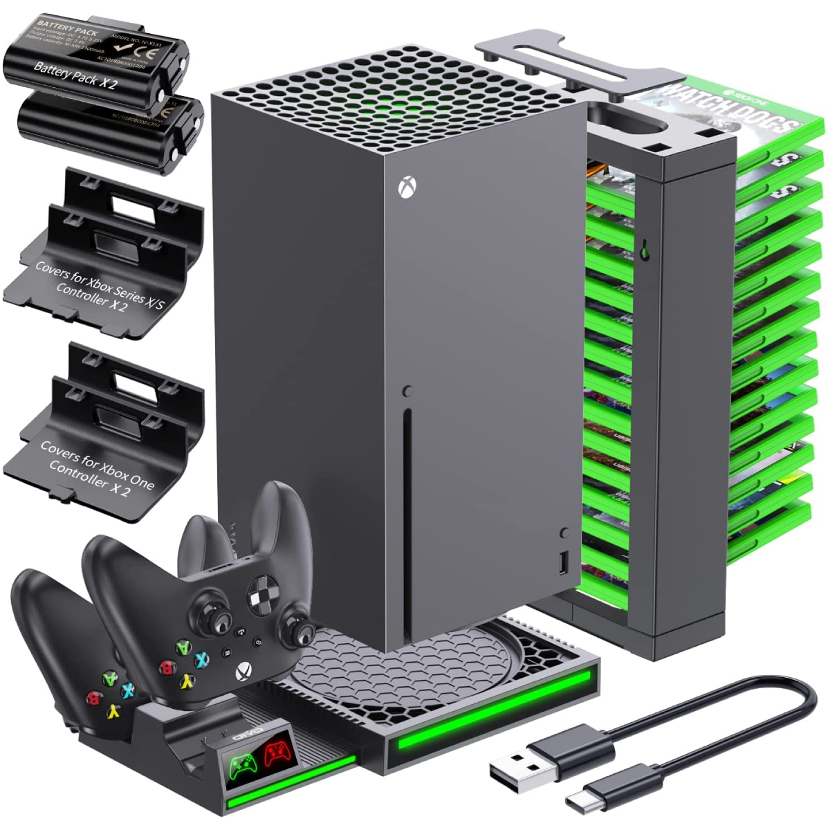 Base Vertical Enfriadora + 2 Puertos de Carga Apoya Juegos Compatible Xbox Series X (TYX-0667) 