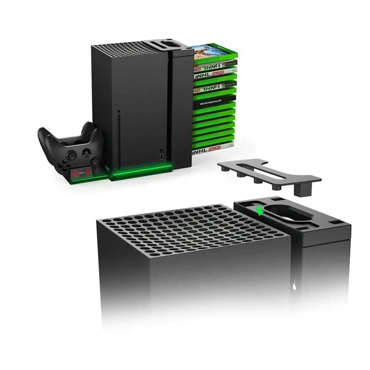 Base Vertical Enfriadora + 2 Puertos de Carga Apoya Juegos Compatible Xbox Series X (TYX-0667) 