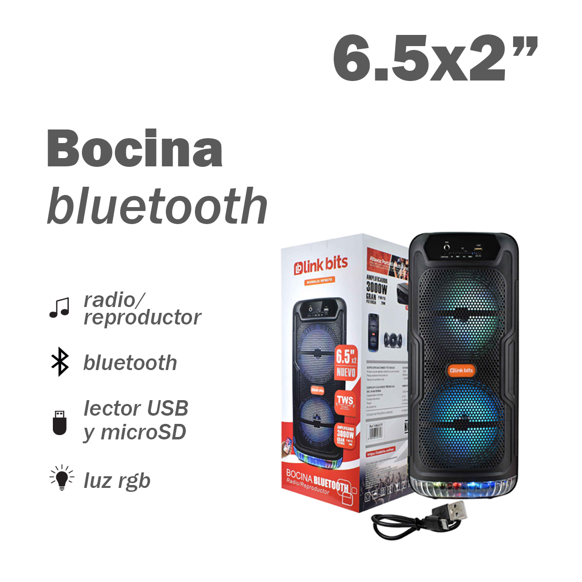 Bocina de Doble Parlante de 6" Link Bits VB627T
