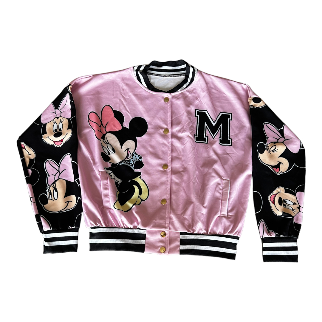 Chamarra Casual Bomber De Mujer Modelo Mickey Mouse y Minnie Mouse