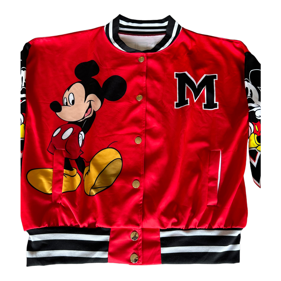 Chamarra Casual Bomber De Mujer Modelo Mickey Mouse y Minnie Mouse