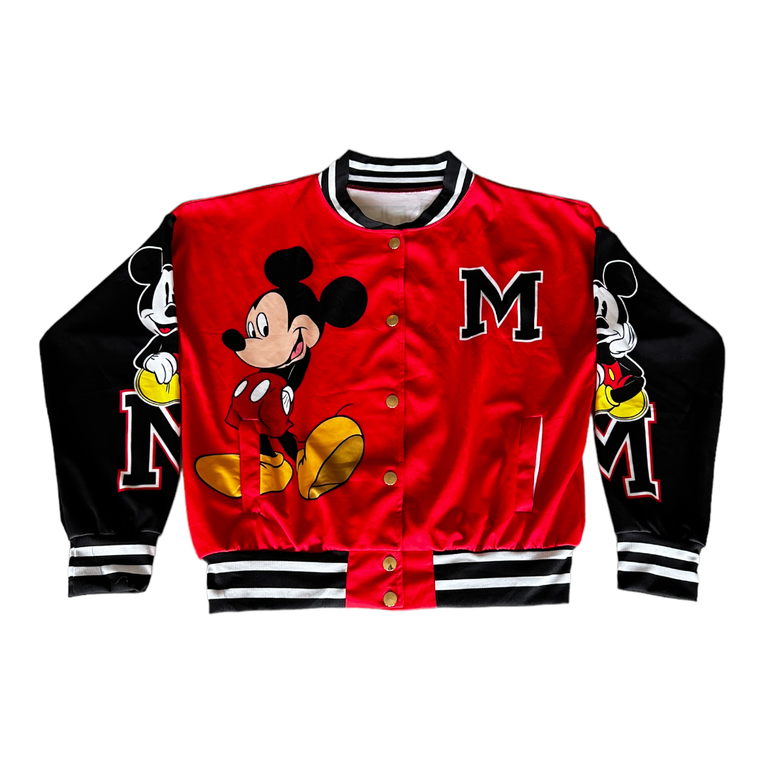 Chamarra Casual Bomber De Mujer Modelo Mickey Mouse y Minnie Mouse