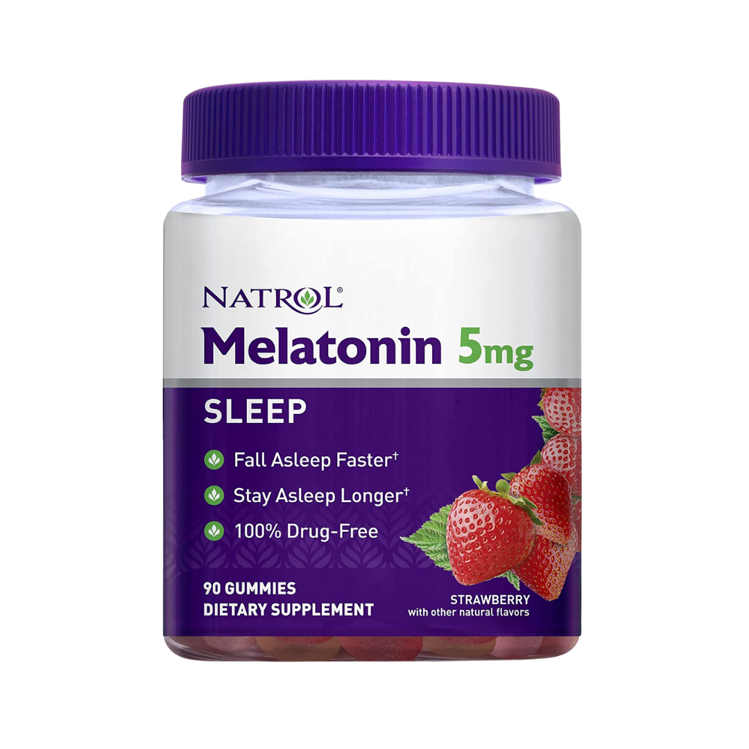 Melatonina Natrol 90 Gomitas 5mg Vegano Conciliar el sueño Sabor Fresa para Adulto.