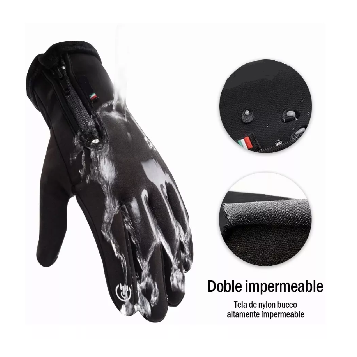 Guantes De Montar Cuero Invierno Impermeable Pantalla Tacil M