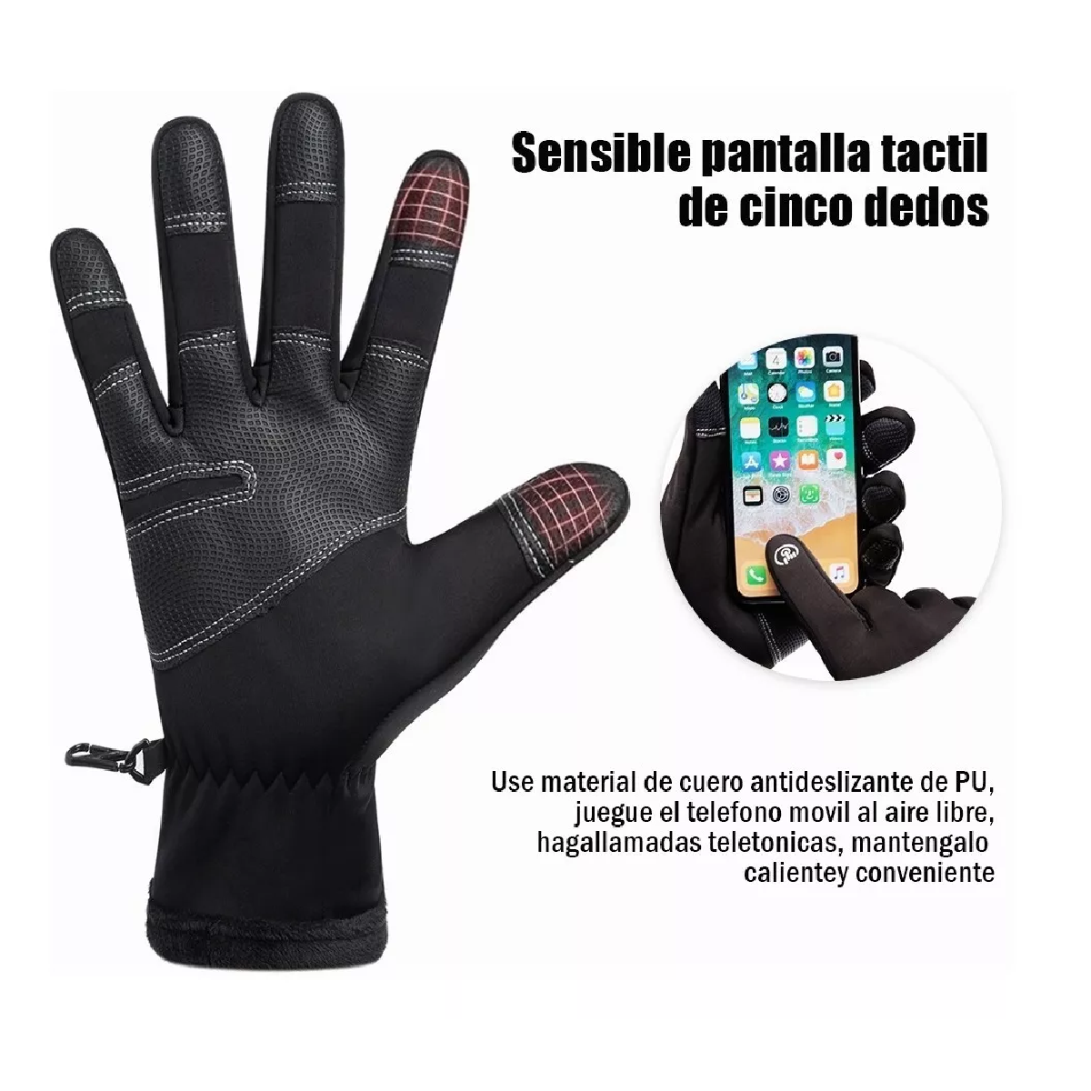 Guantes De Montar Cuero Invierno Impermeable Pantalla Tacil M
