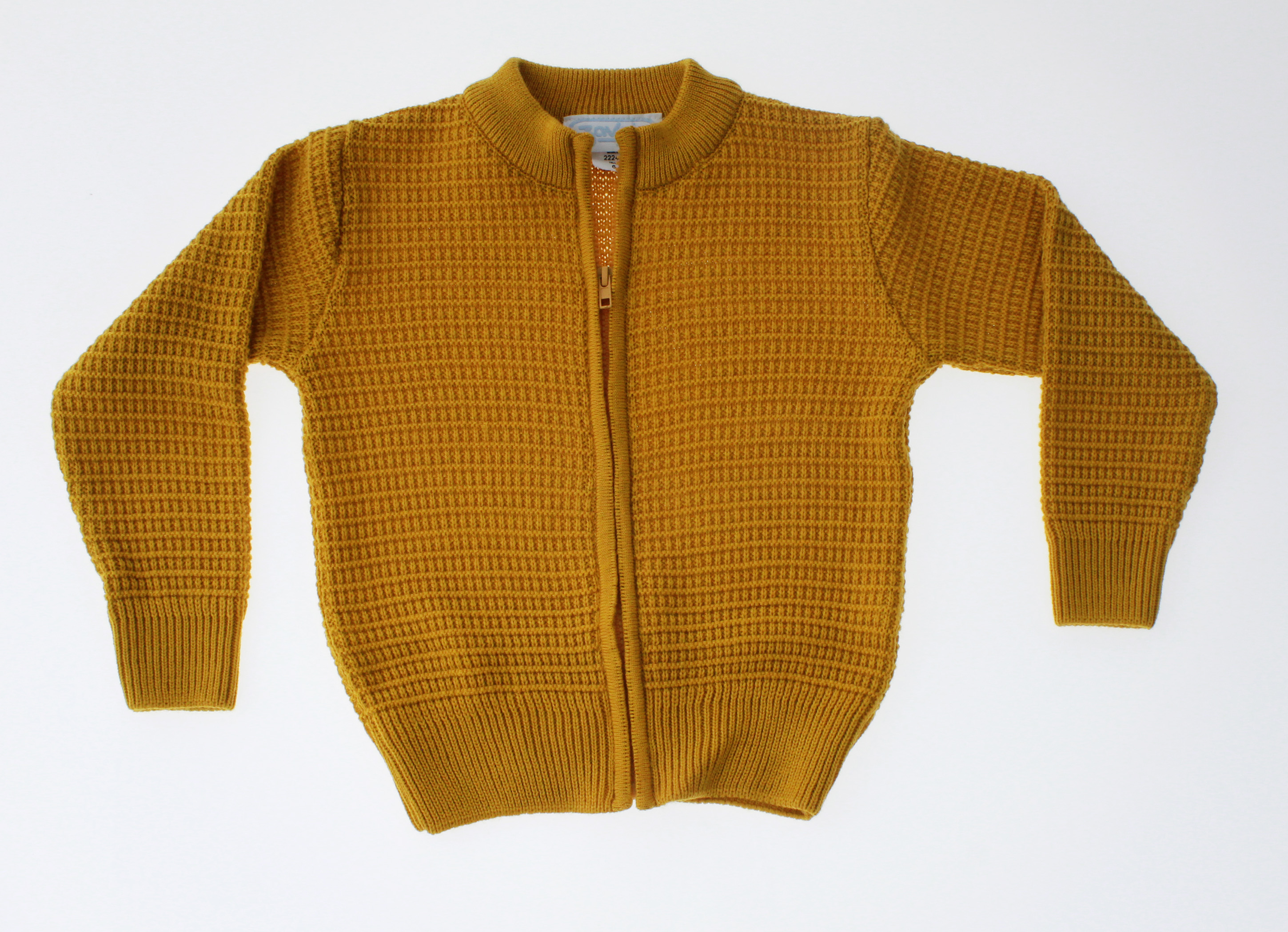 Sueter Niño Tejido Mostaza Cierre Completo 3244 2 a 16 Años.