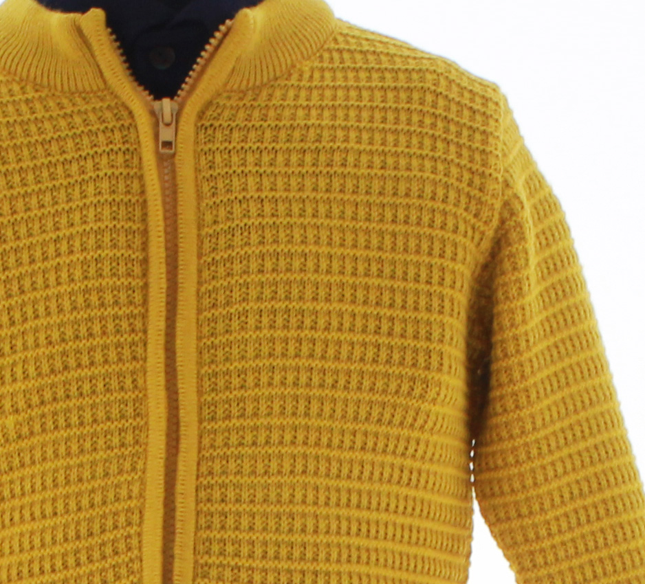 Sueter Niño Tejido Mostaza Cierre Completo 3244 2 a 16 Años.