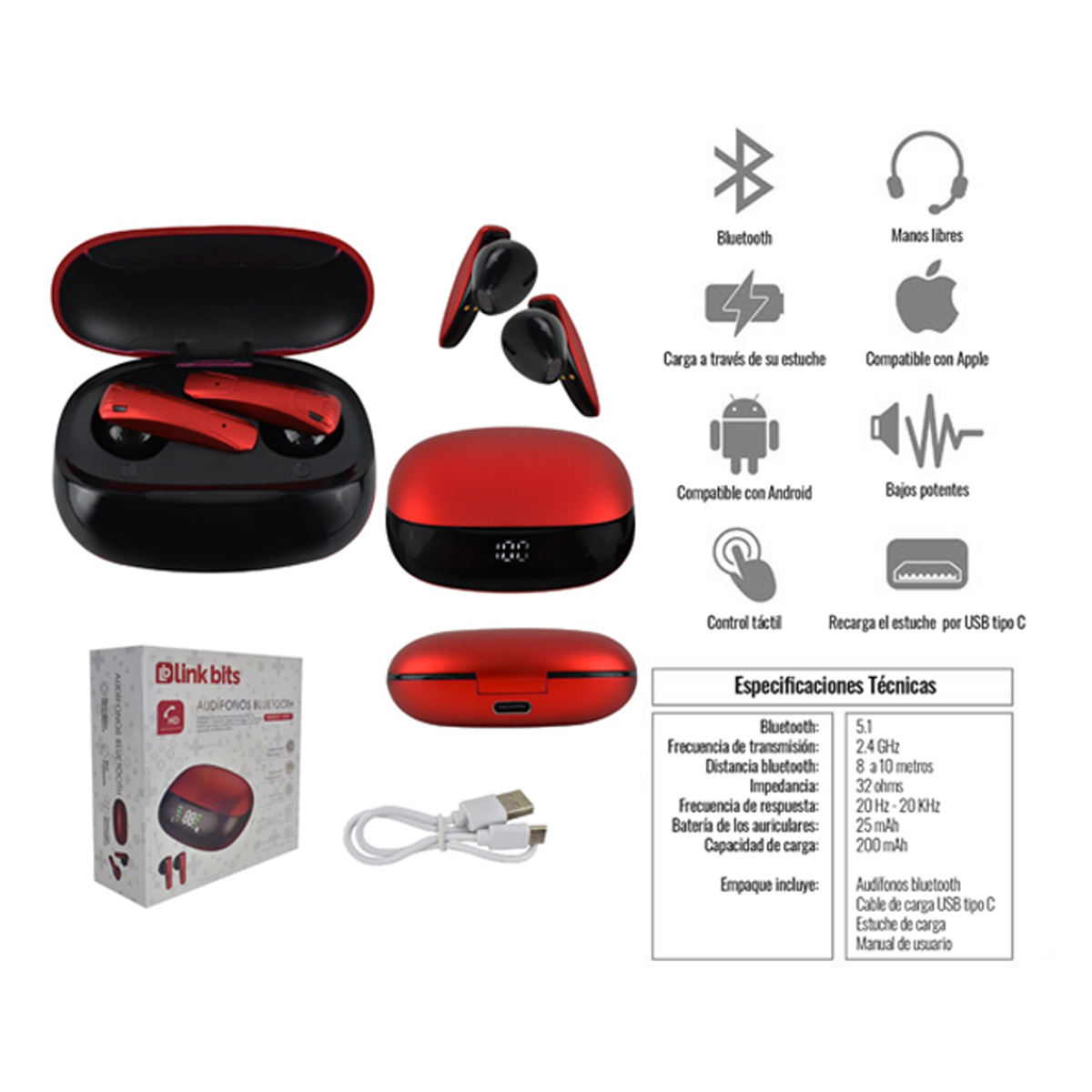 Audífonos Link Bits TWS-14