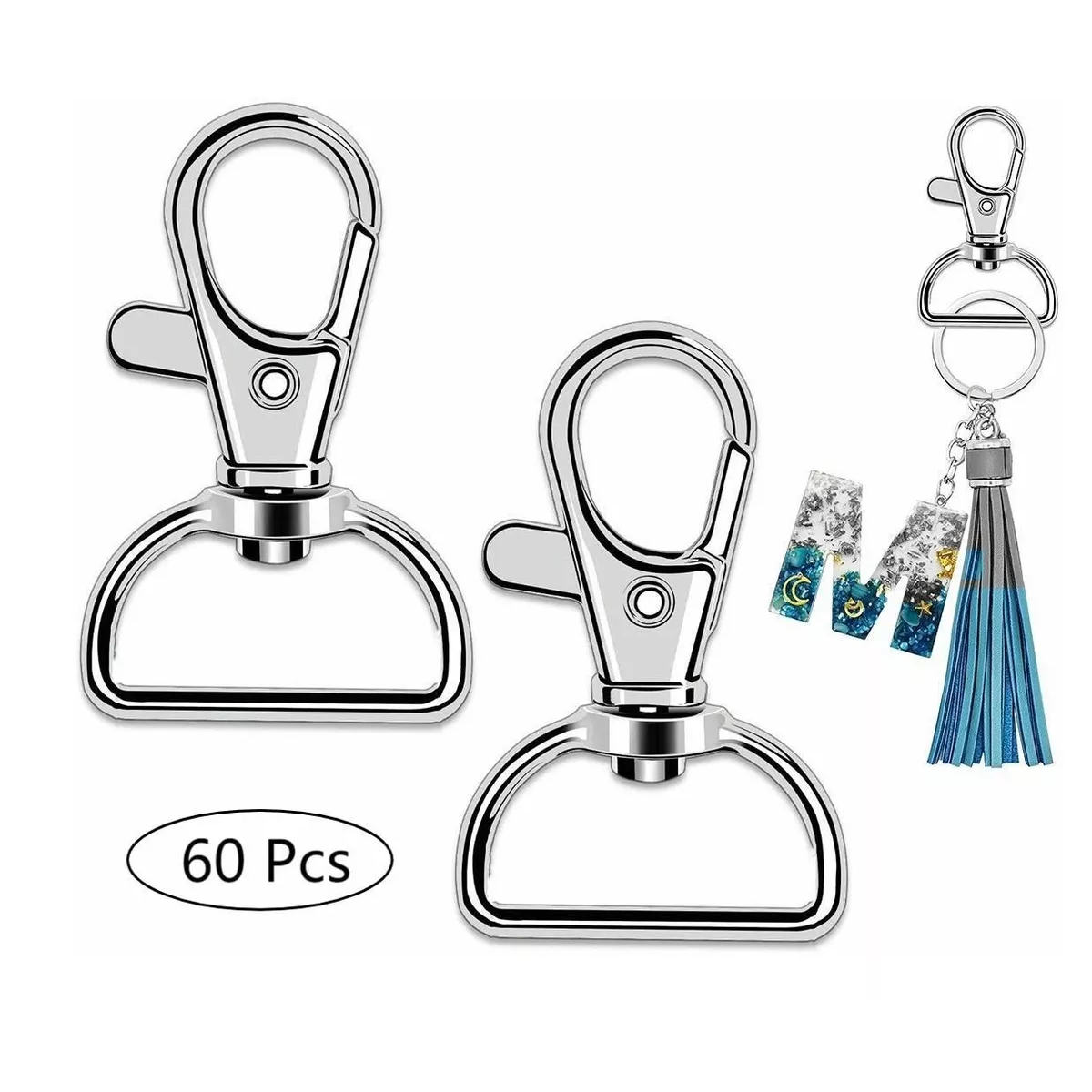Set 60 Pcs Cierre Giratoria Mosquetón Llavero En Forma De D