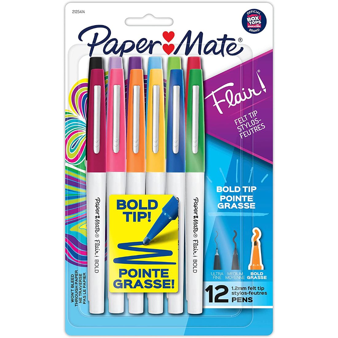 Paper Mate Flair Bolígrafos de Punta de Fieltro Colores Surtidos, 12 pzas