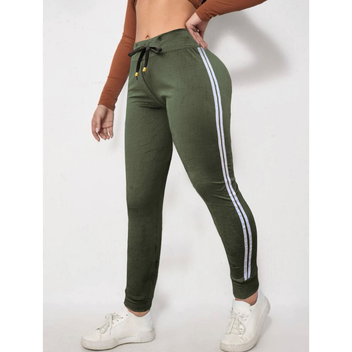 Joggers verde intenso con banda y estrellas para mujer