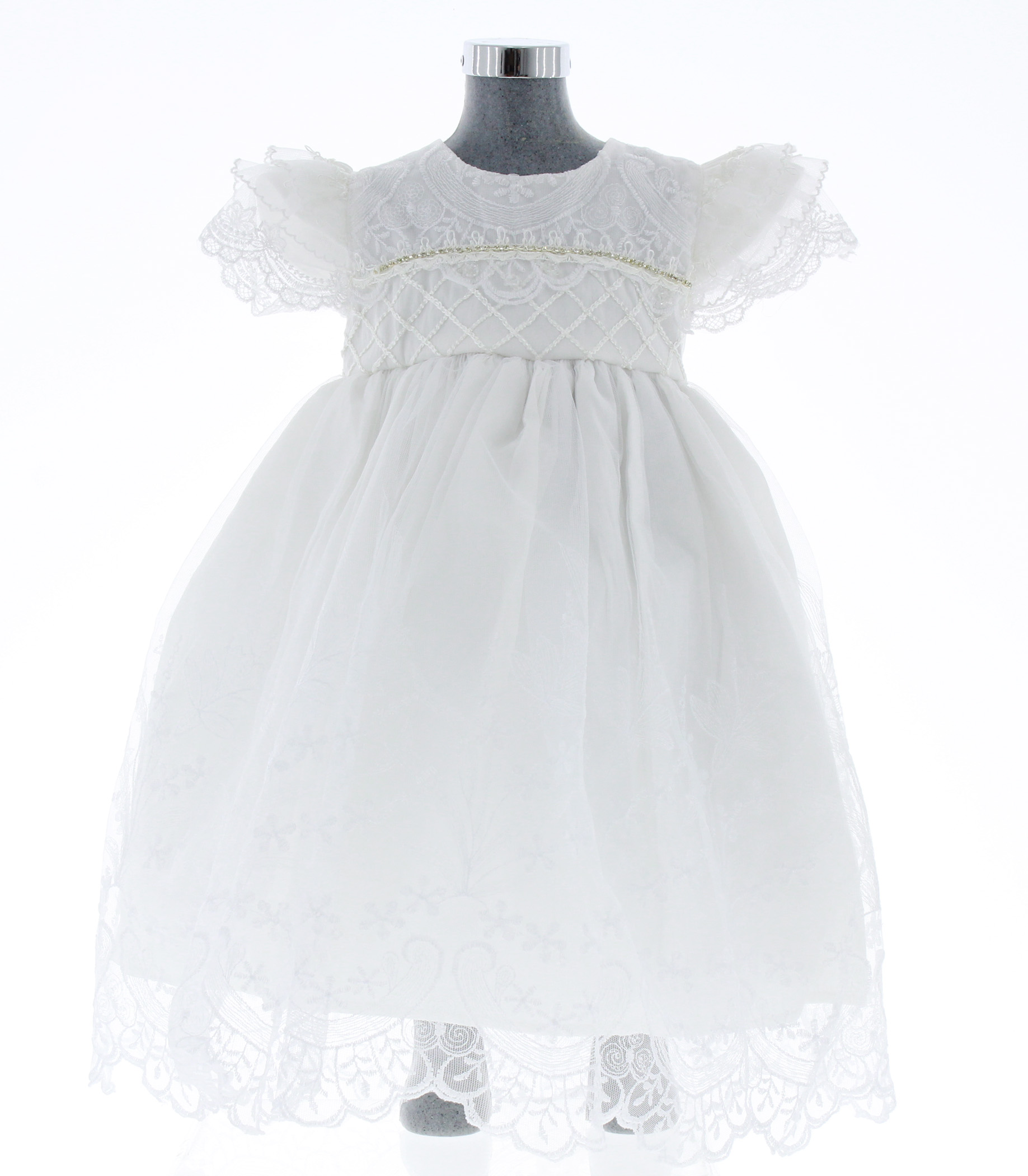 Vestido de Bautizo para Niña Blanco 3399 0 a 3 Años.