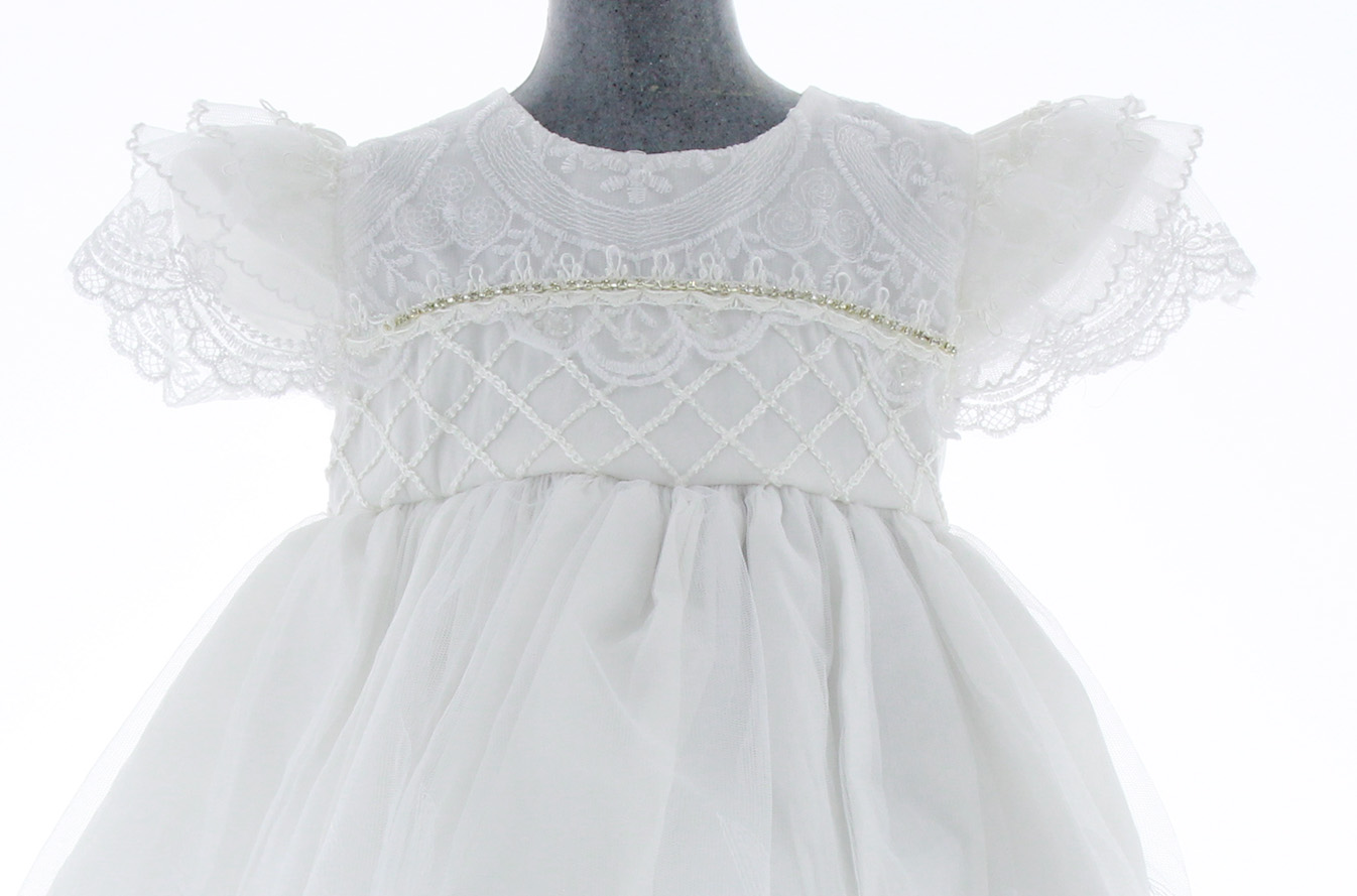 Vestido de Bautizo para Niña Blanco 3399 0 a 3 Años.