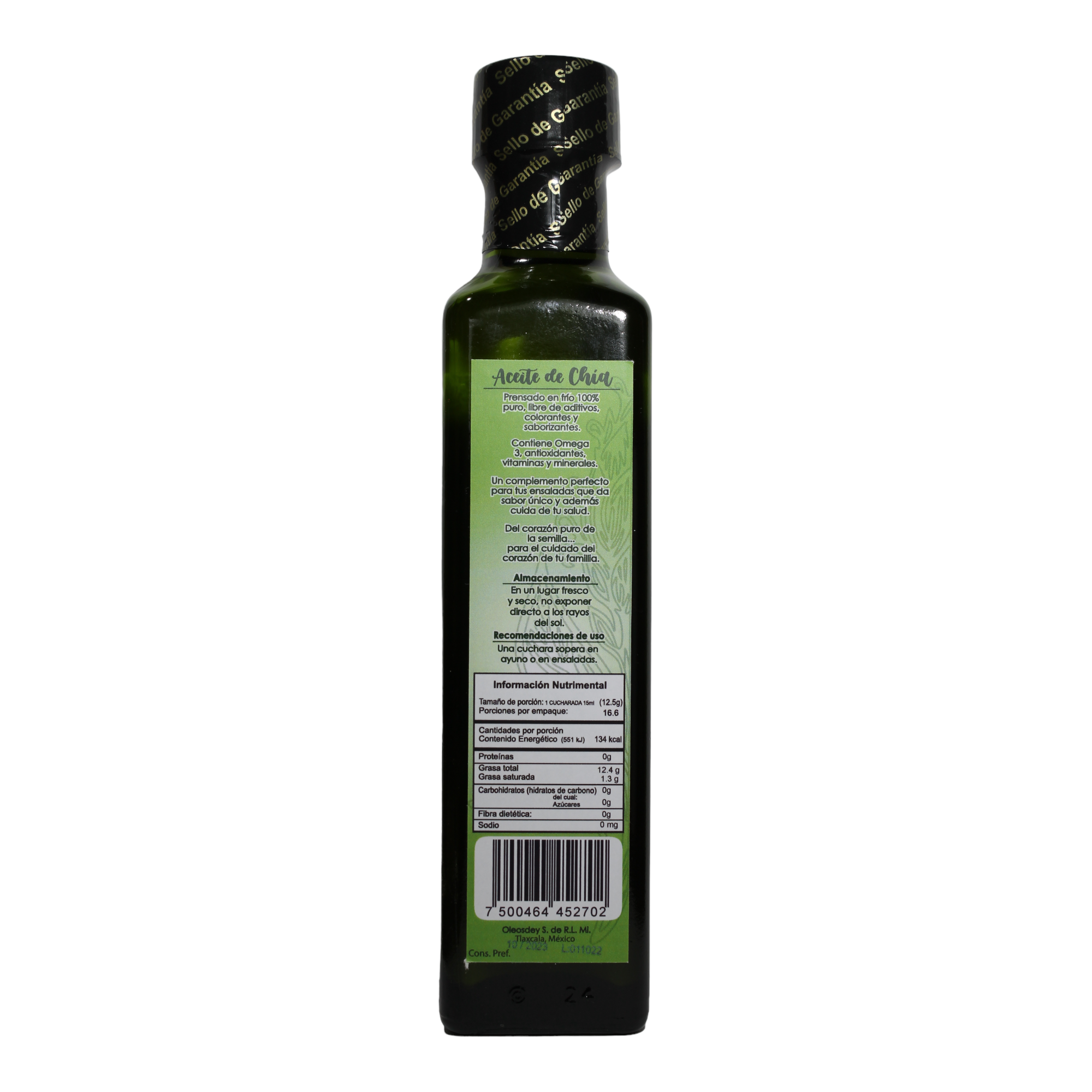 Aceite virgen de Chía (Prensado en frio) 