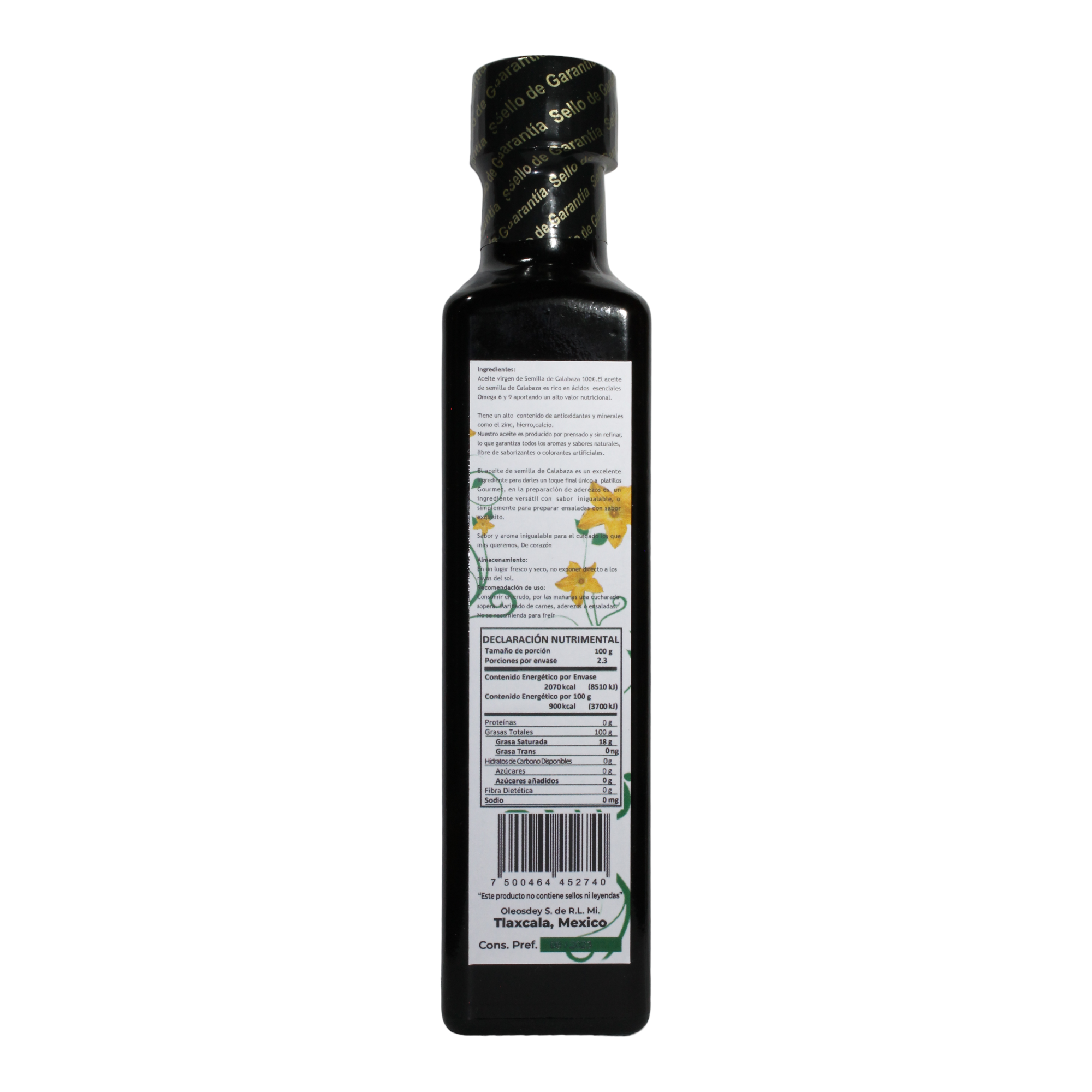 Aceite virgen de semilla de Calabaza (Prensado en frio)