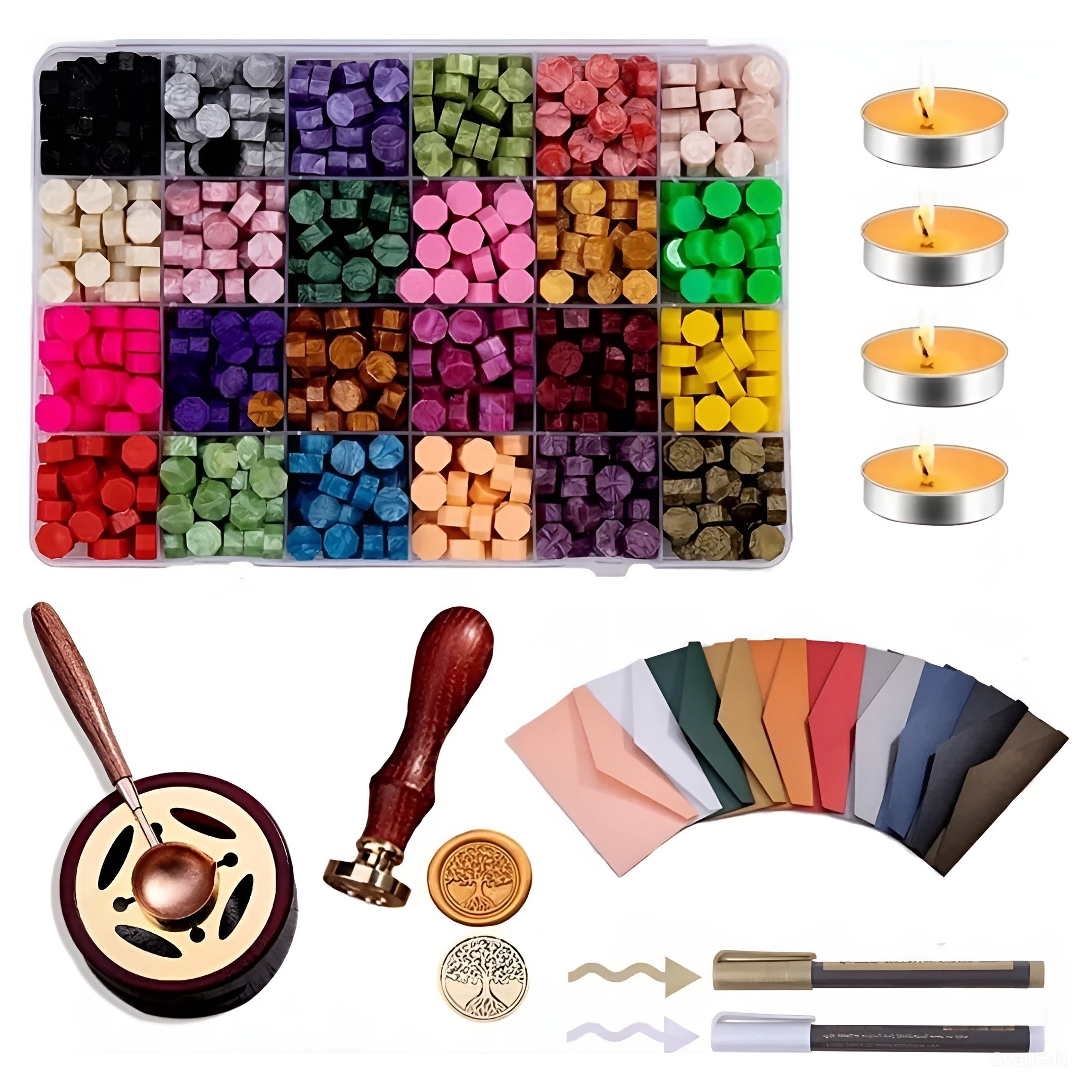 Pastillas De Cera De Sellado De 24 Color Para Sellos 619 Pcs