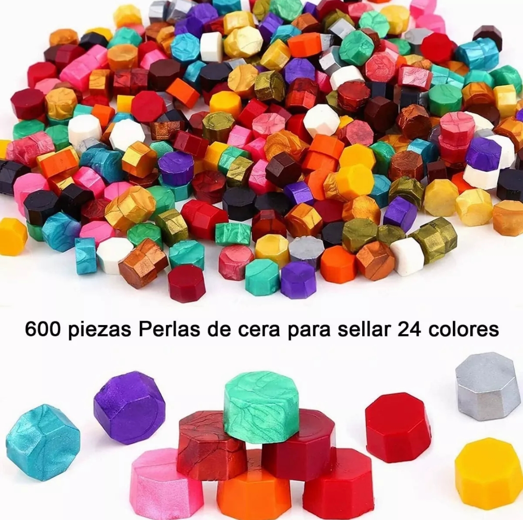 Kit de sellos de cera 600 perlas de cera para sellar con 1 cuchara