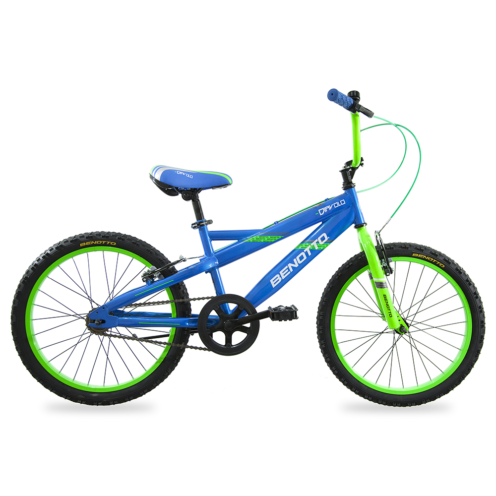 Bicicleta BENOTTO Cross DIAVOLO R20 Acero 1V. Azul/Verde Neon Niño